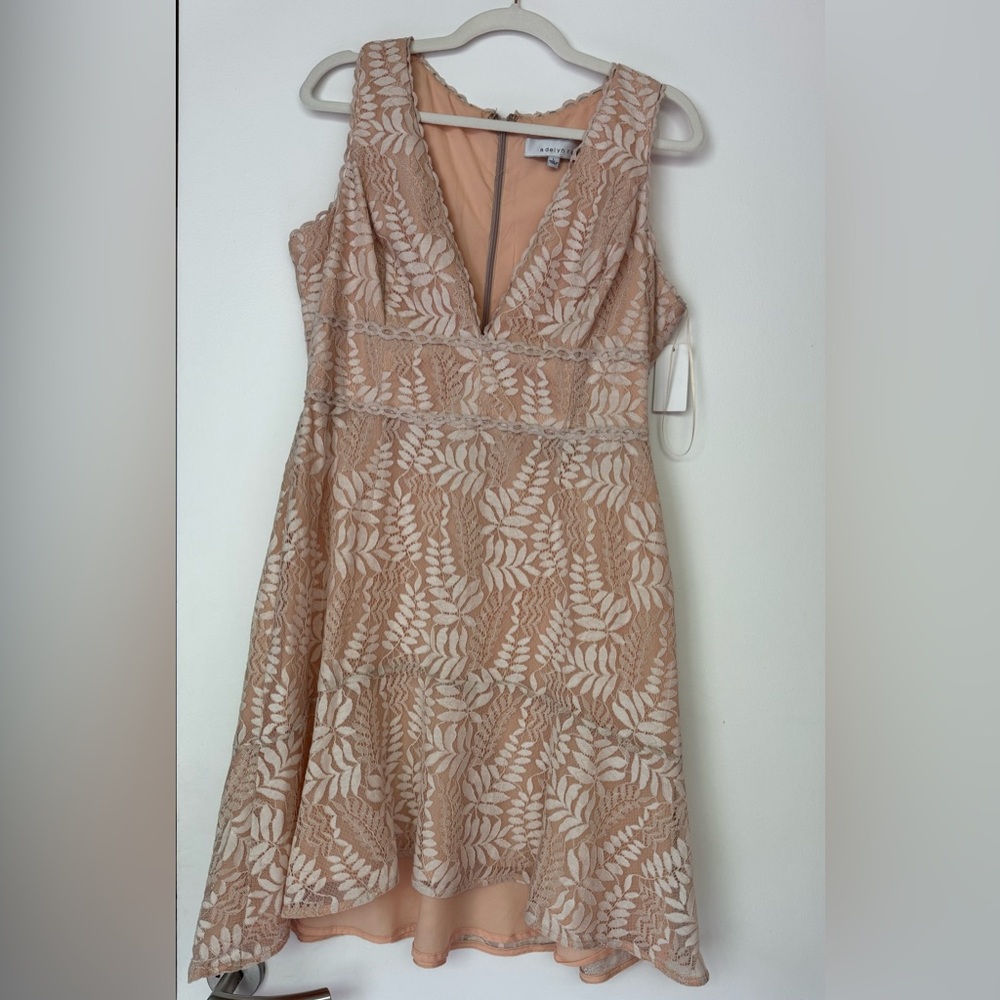 NWT ADELYN RAE ENGLISH ROSE EMBROIDERED LACE DRESS IN ROSE/CREAM COLOR
